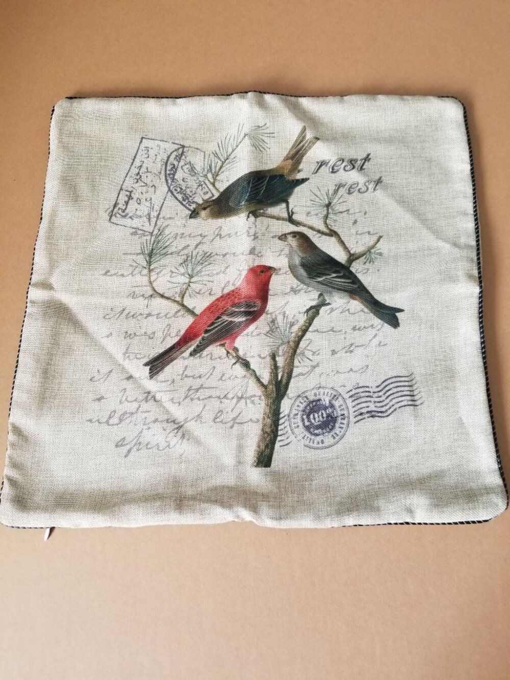 💚3/$15 Bird Tan Zip on Pillow Cover